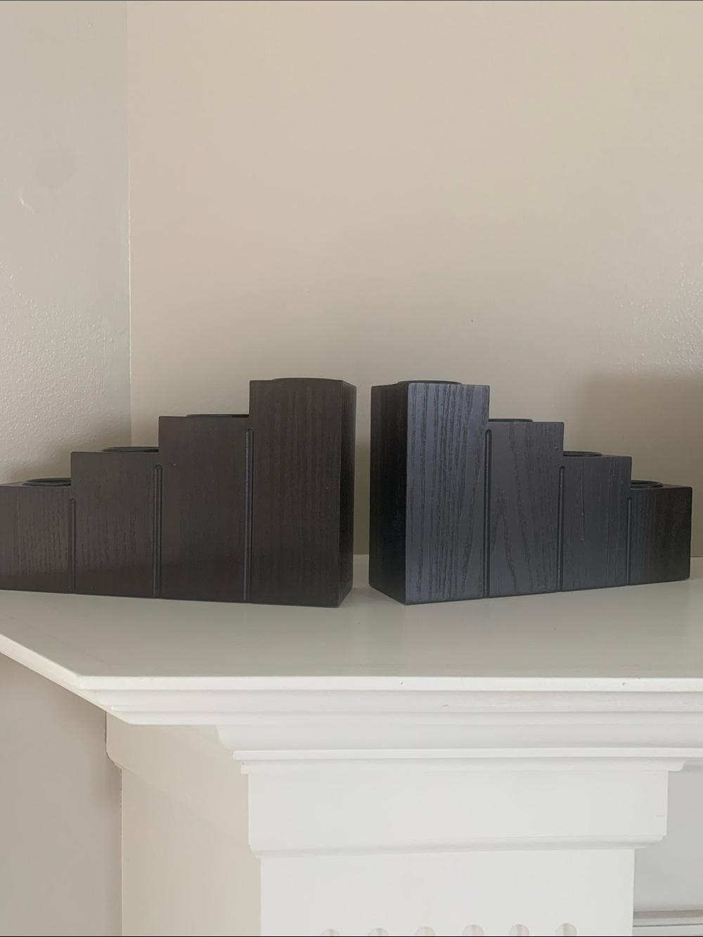 Pier 1 Dark Wood Step Candle Holders - Pair